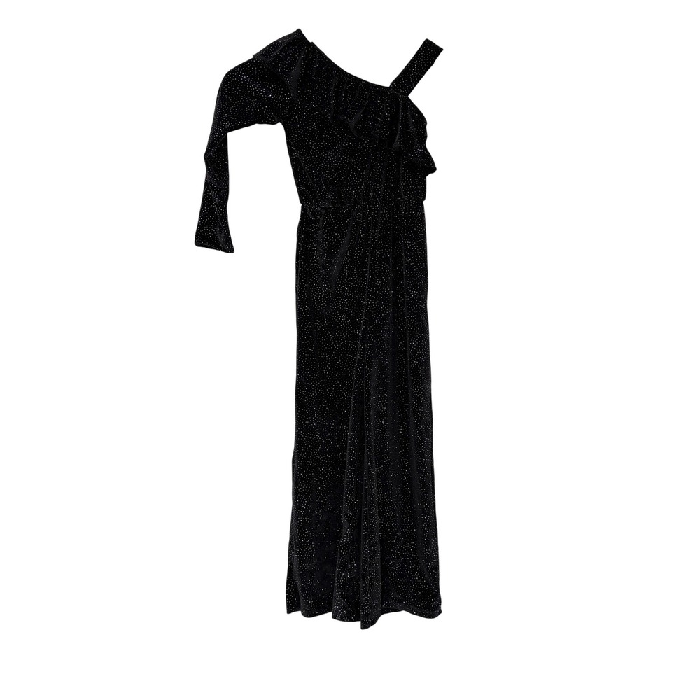 Zara Girls Black Sparkle‎ One Shoulder Ruffle Jumpsuit Size 7 Party Occasion